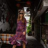 KLIN LADY print leo burgundy