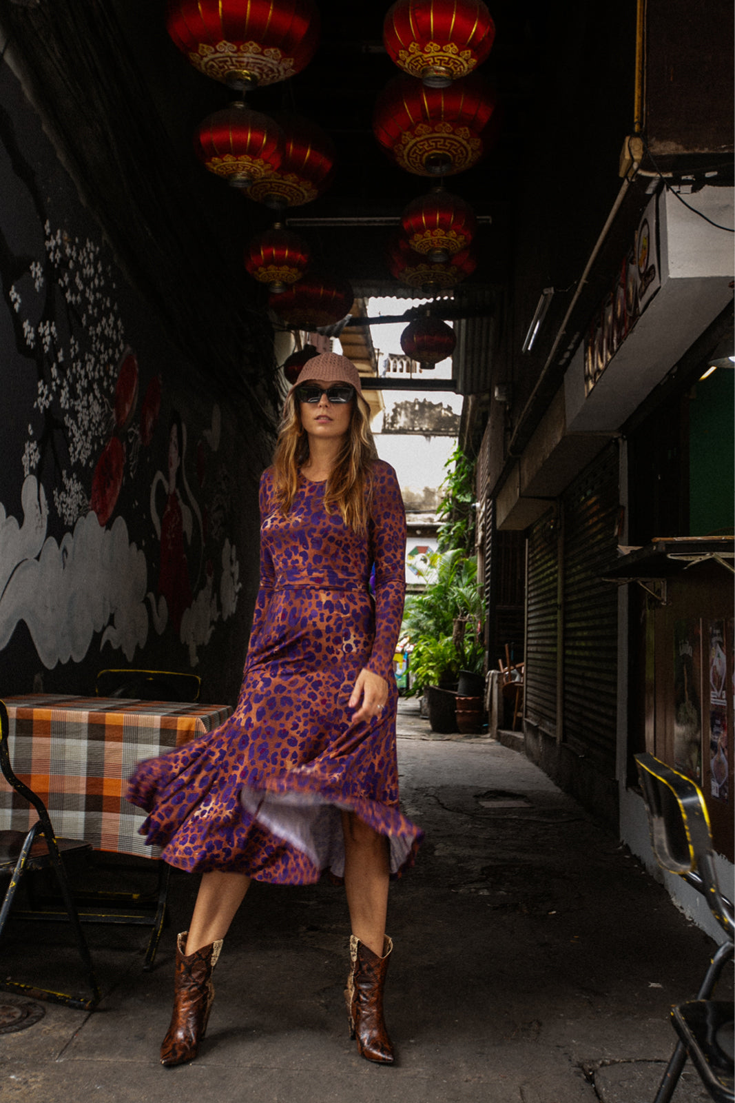 KLIN LADY print leo burgundy