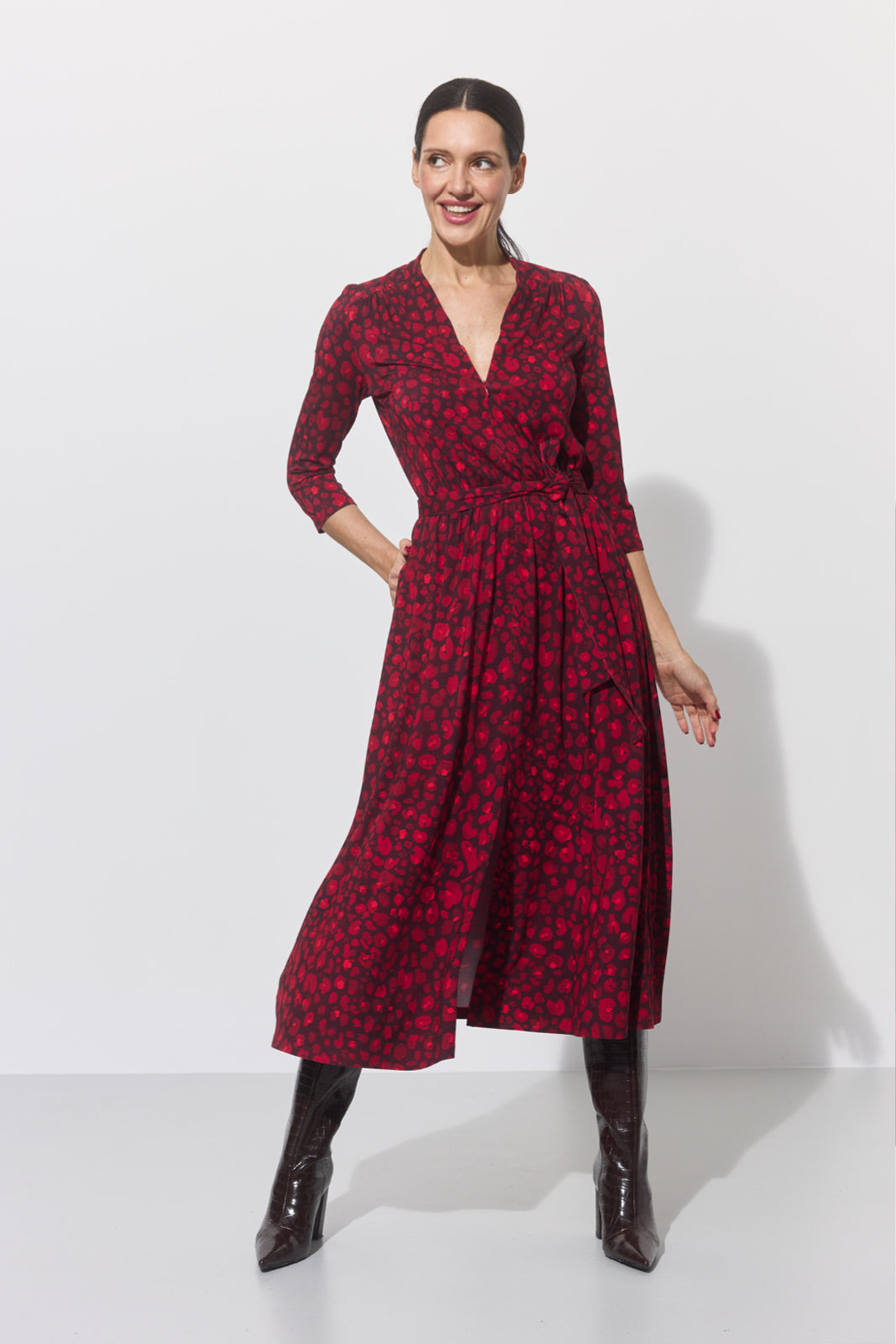LIBERTY DRESS print czerwona pantera