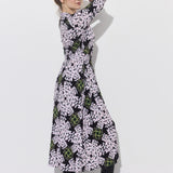 LIBERTY DRESS print lipy i magnolie nocą