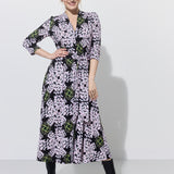 LIBERTY DRESS print lipy i magnolie nocą