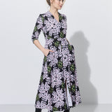 LIBERTY DRESS print lipy i magnolie nocą