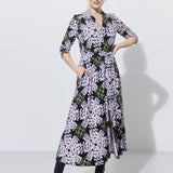 LIBERTY DRESS print lipy i magnolie nocą