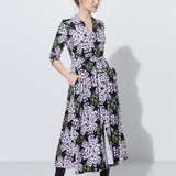 LIBERTY DRESS print lipy i magnolie nocą