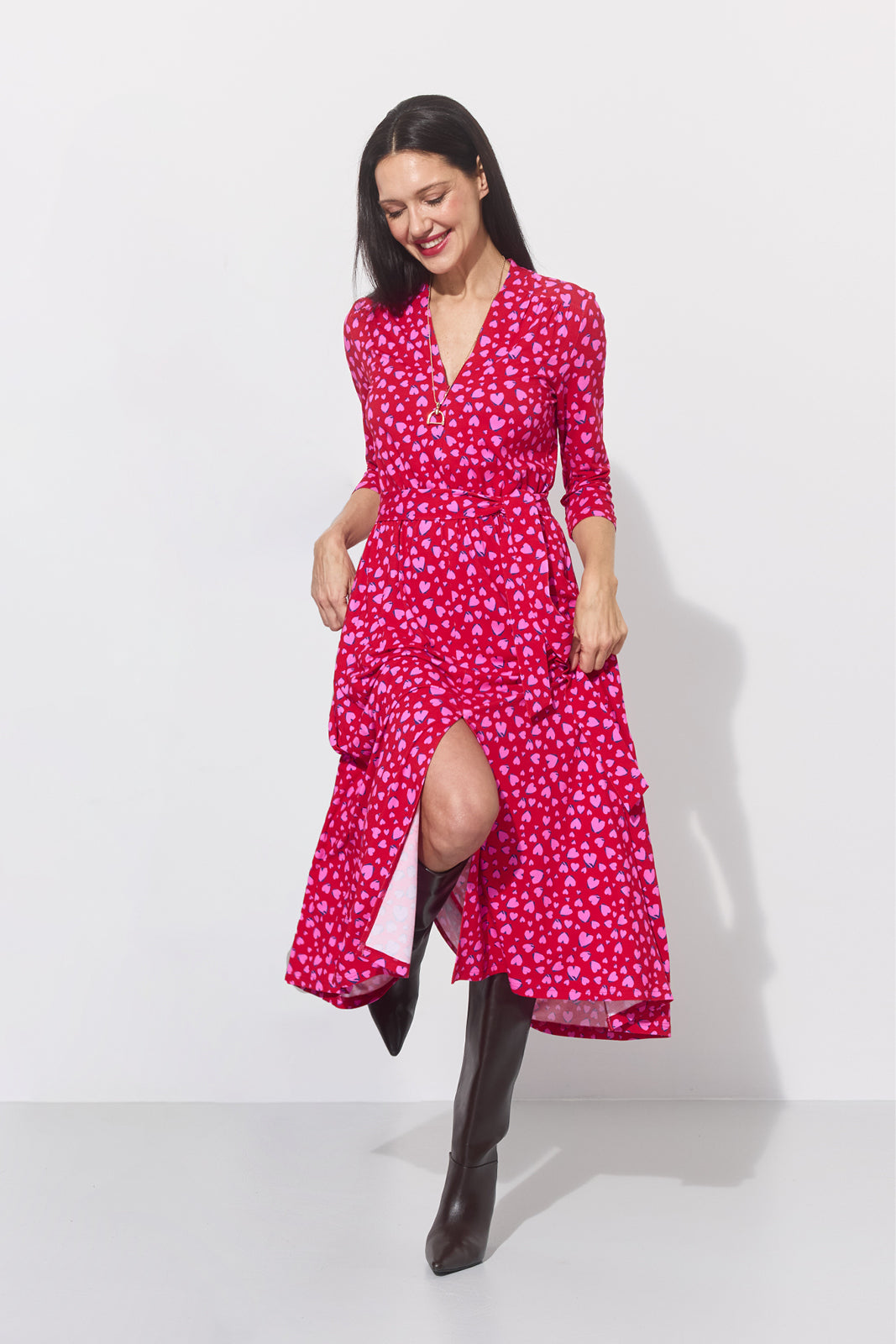 LIBERTY DRESS print risk. follow your heart fuksja