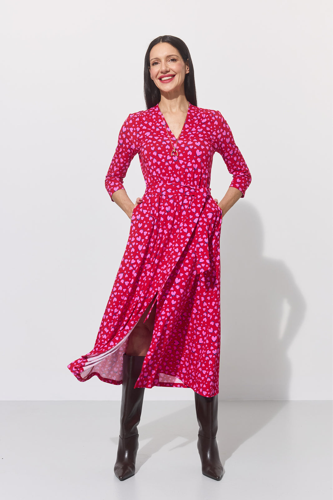 LIBERTY DRESS print risk. follow your heart fuksja