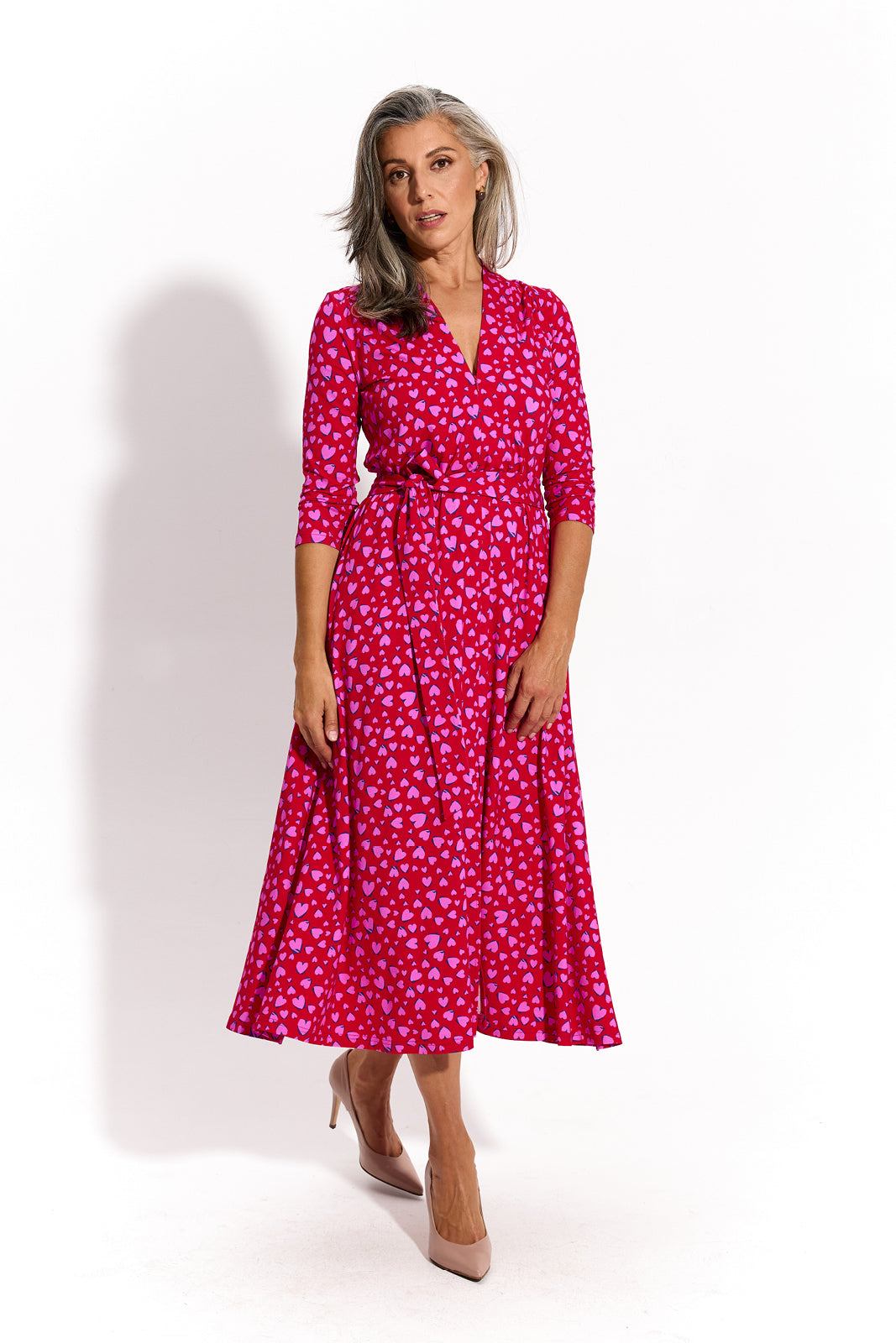 LIBERTY DRESS print risk. follow your heart fuksja