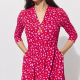 LIBERTY DRESS print risk. follow your heart fuksja