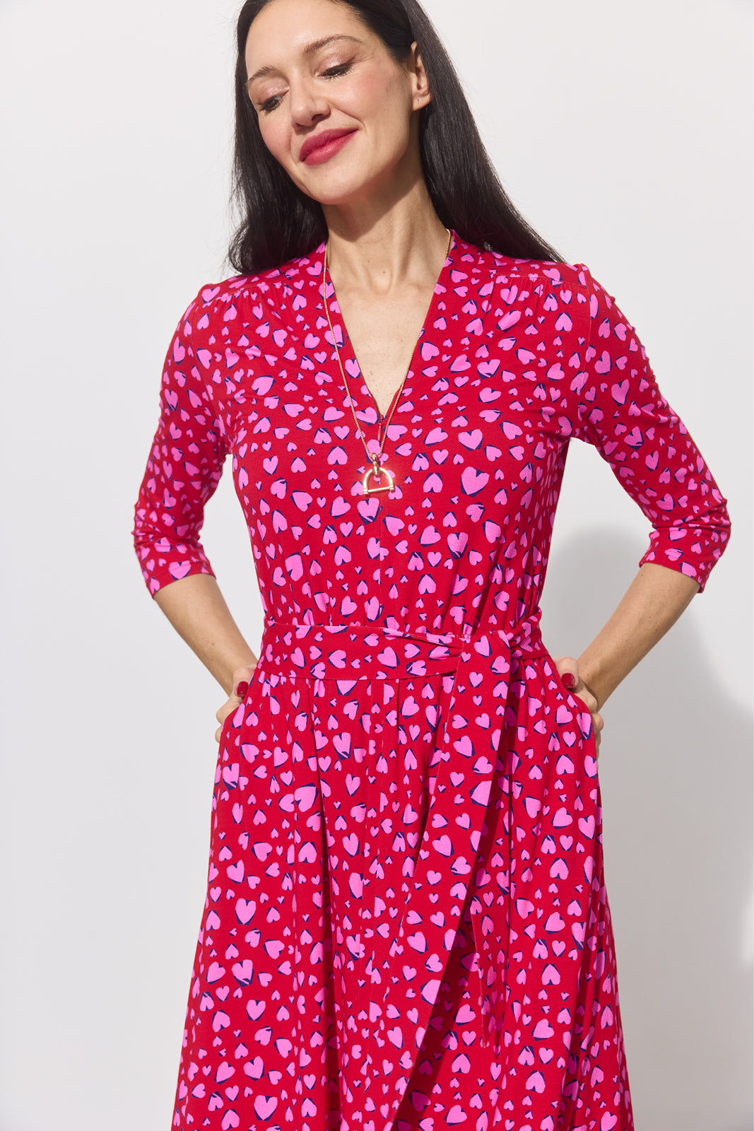 LIBERTY DRESS print risk. follow your heart fuksja