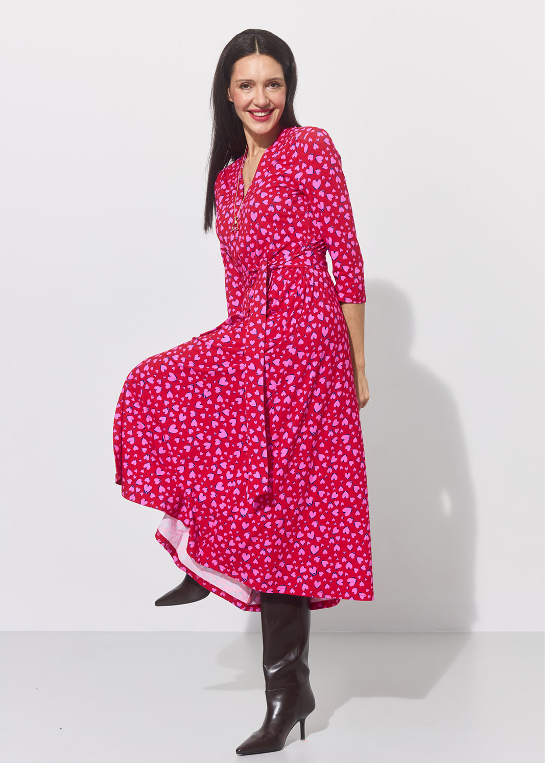 LIBERTY DRESS print risk. follow your heart fuksja