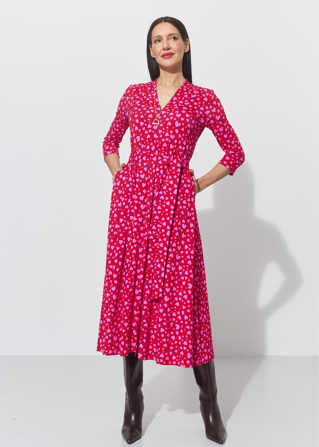 LIBERTY DRESS print risk. follow your heart fuksja