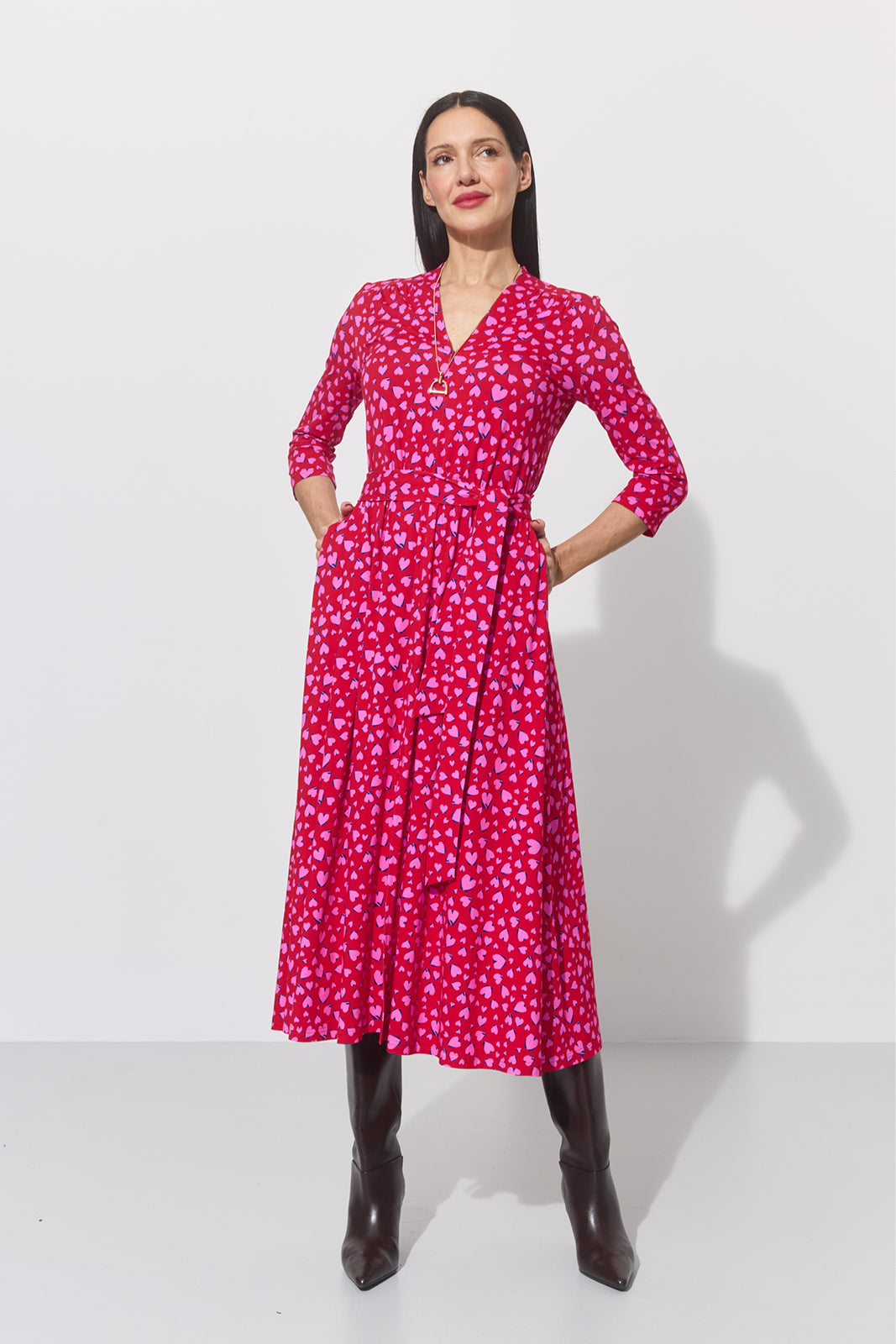 LIBERTY DRESS print risk. follow your heart fuksja