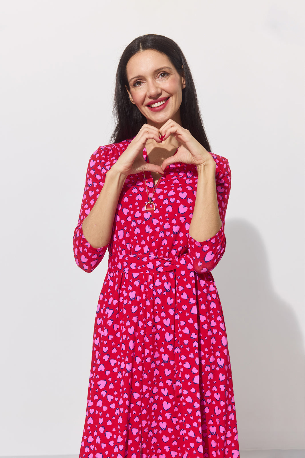 LIBERTY DRESS print risk. follow your heart fuksja