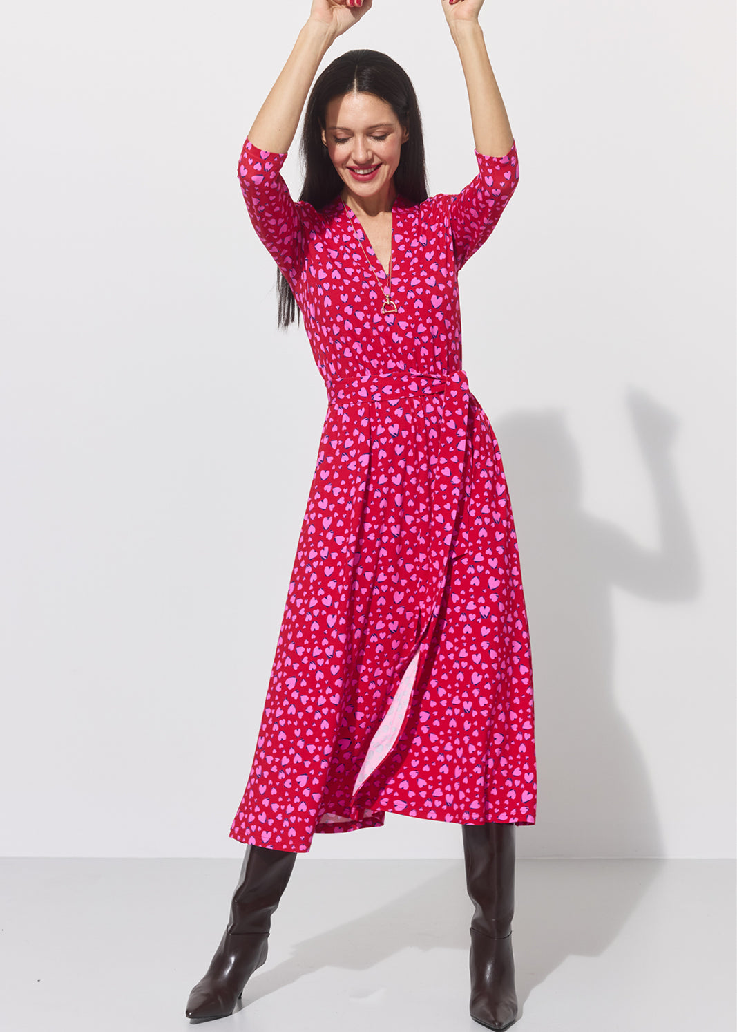 LIBERTY DRESS print risk. follow your heart fuksja