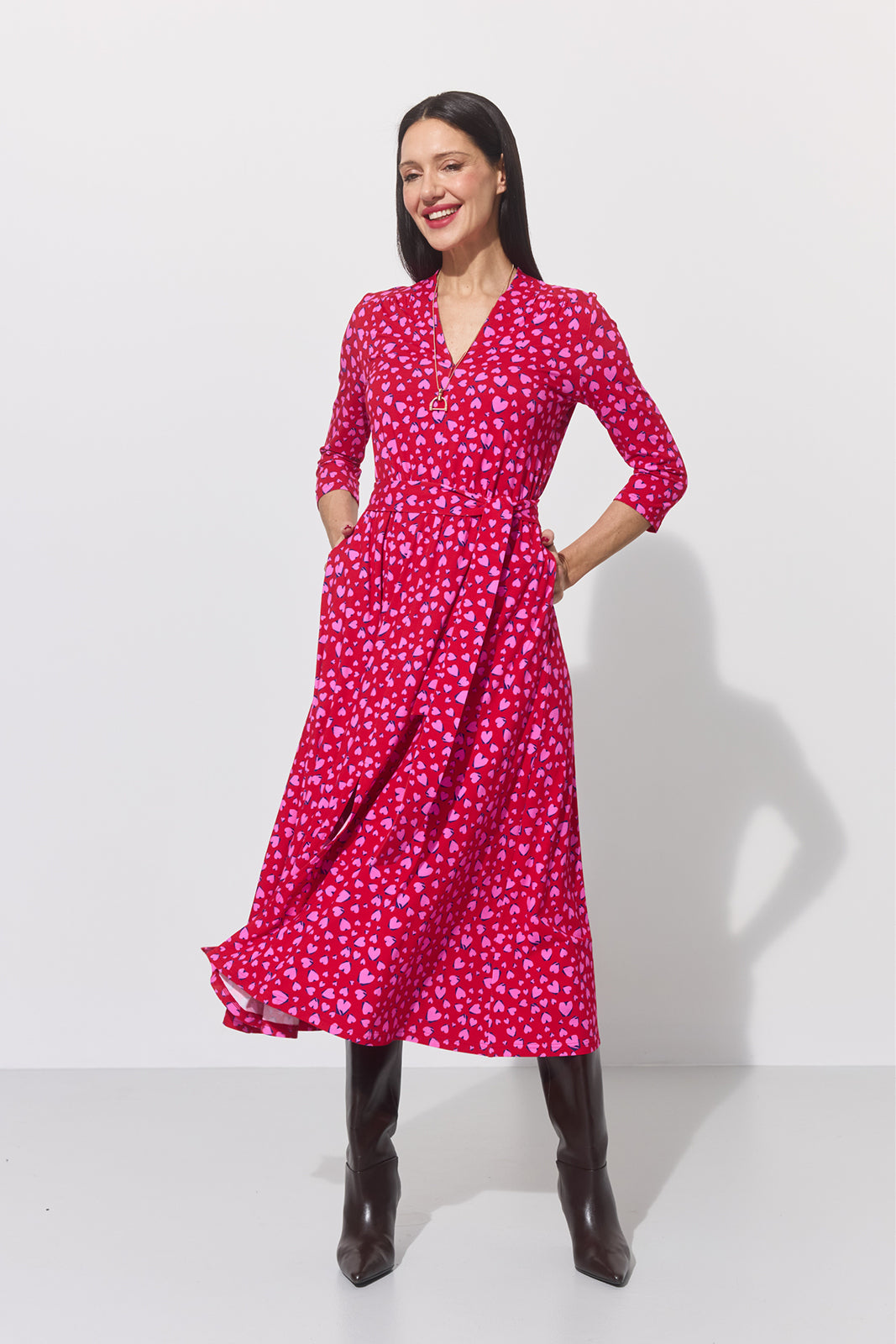 LIBERTY DRESS print risk. follow your heart fuksja