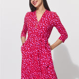 LIBERTY DRESS print risk. follow your heart fuksja