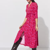 LIBERTY DRESS print risk. follow your heart fuksja