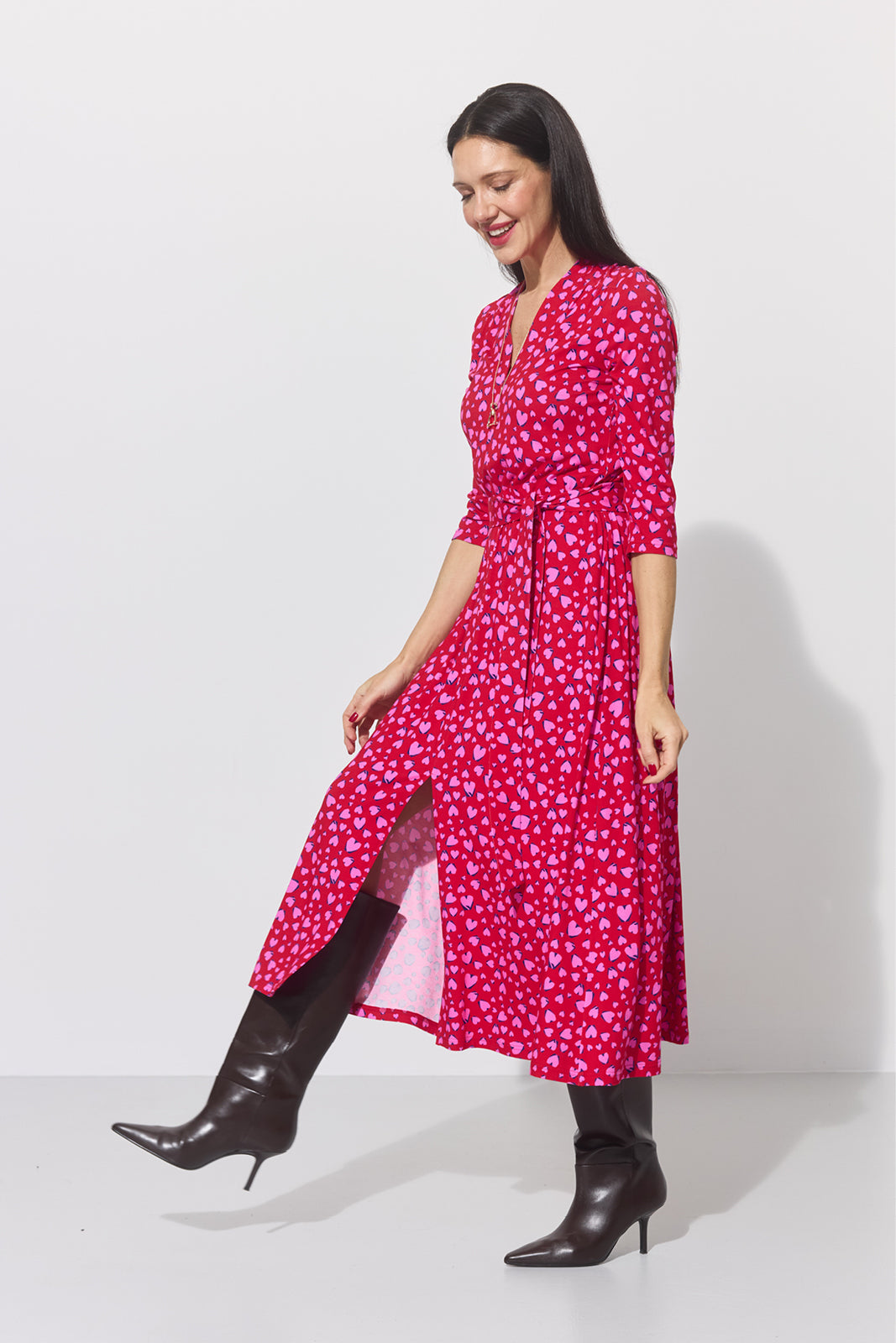 LIBERTY DRESS print risk. follow your heart fuksja