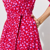 LIBERTY DRESS print risk. follow your heart fuksja