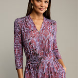 Sukienka LIBERTY DRESS print wąż fioletowy