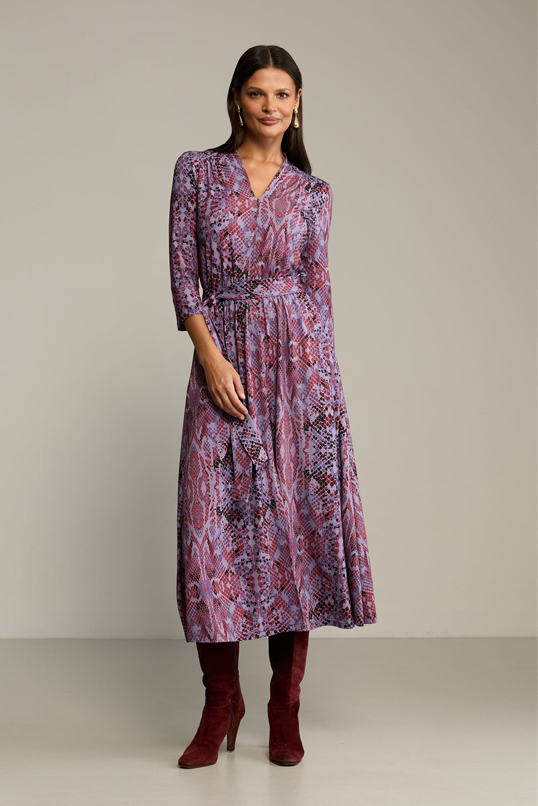 Sukienka LIBERTY DRESS print wąż fioletowy