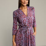 Sukienka LIBERTY DRESS print wąż fioletowy