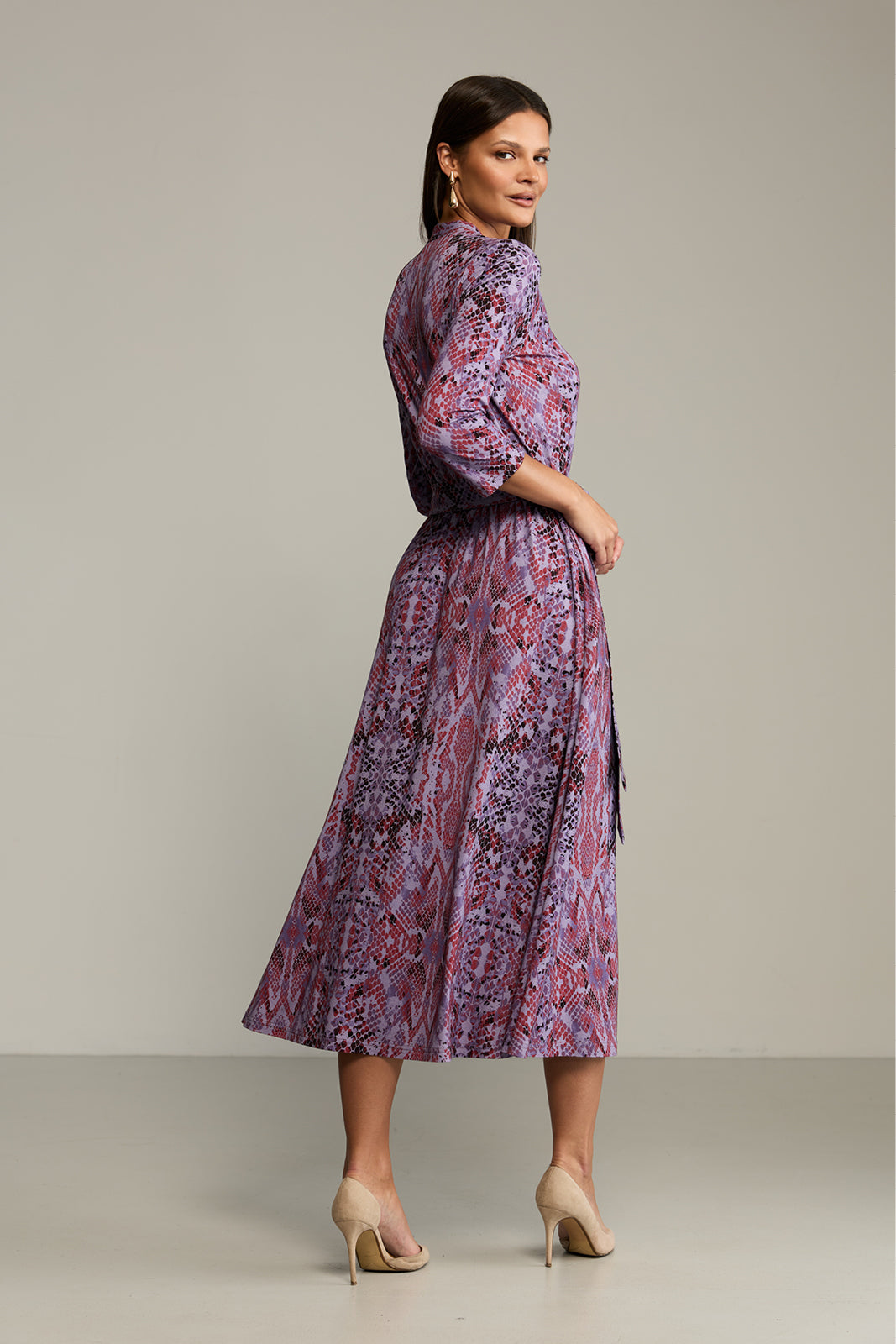 Sukienka LIBERTY DRESS print wąż fioletowy