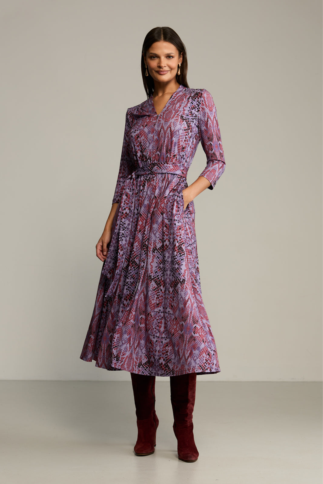 Sukienka LIBERTY DRESS print wąż fioletowy