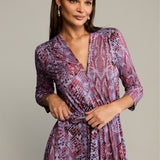 Sukienka LIBERTY DRESS print wąż fioletowy