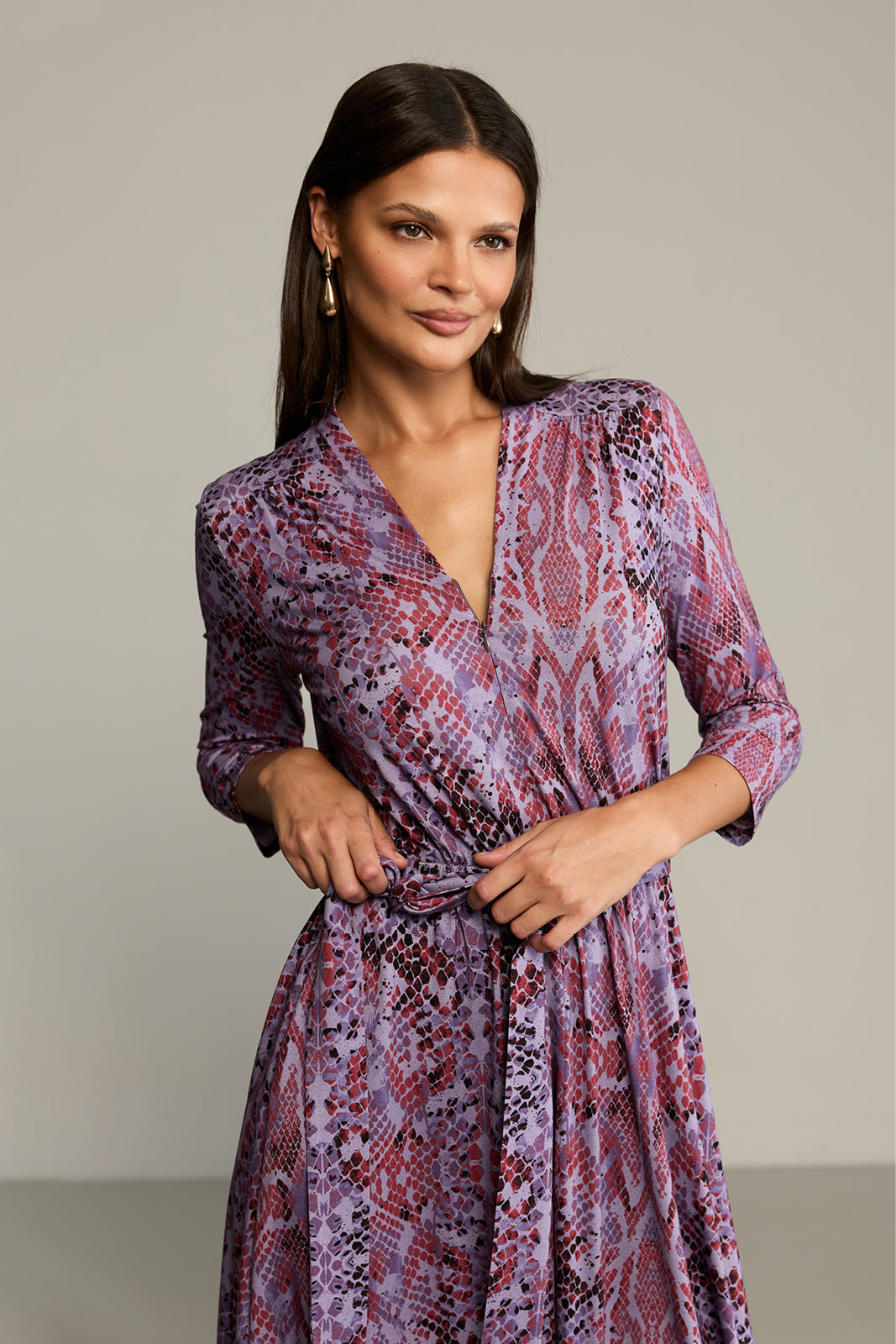 Sukienka LIBERTY DRESS print wąż fioletowy