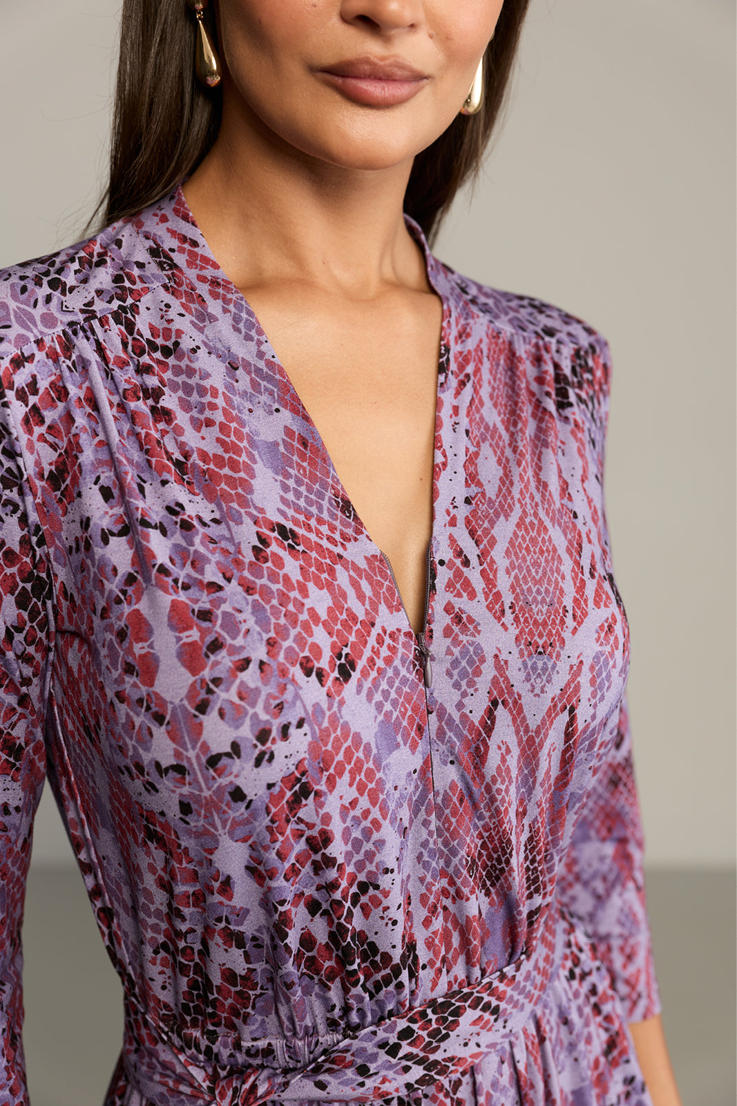 Sukienka LIBERTY DRESS print wąż fioletowy