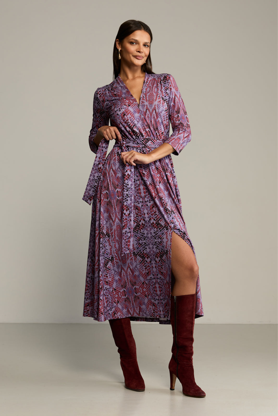 Sukienka LIBERTY DRESS print wąż fioletowy