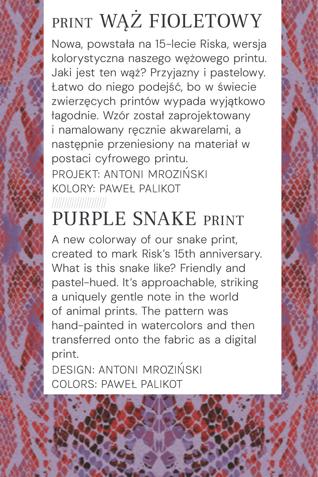 Sukienka LIBERTY DRESS print wąż fioletowy