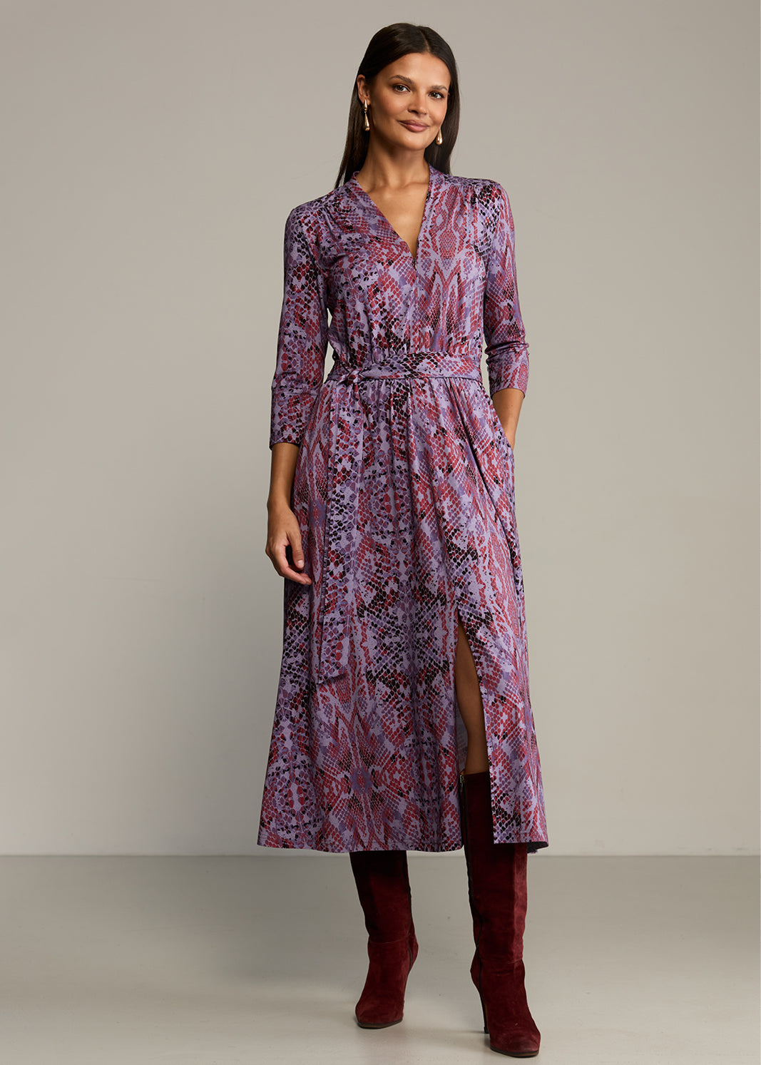 Sukienka LIBERTY DRESS print wąż fioletowy