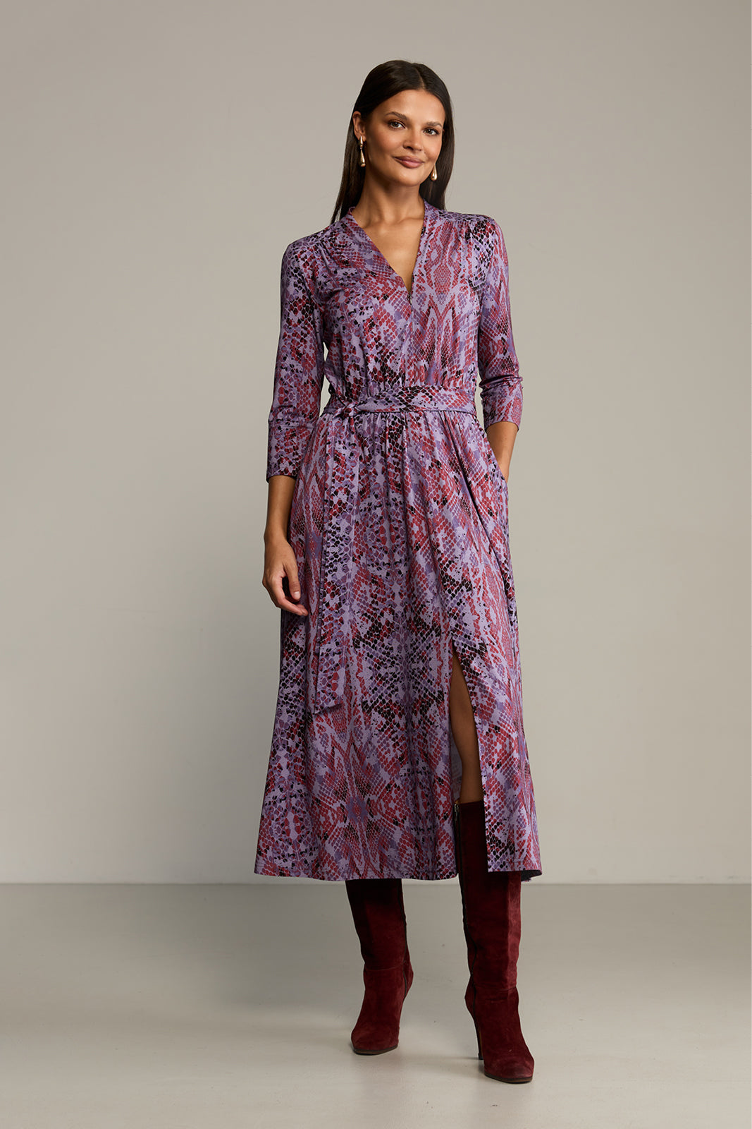 Sukienka LIBERTY DRESS print wąż fioletowy