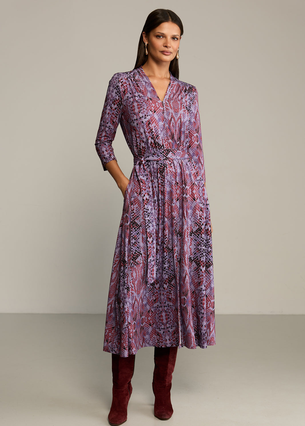 Sukienka LIBERTY DRESS print wąż fioletowy