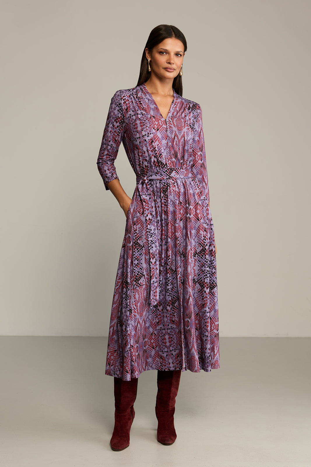 Sukienka LIBERTY DRESS print wąż fioletowy
