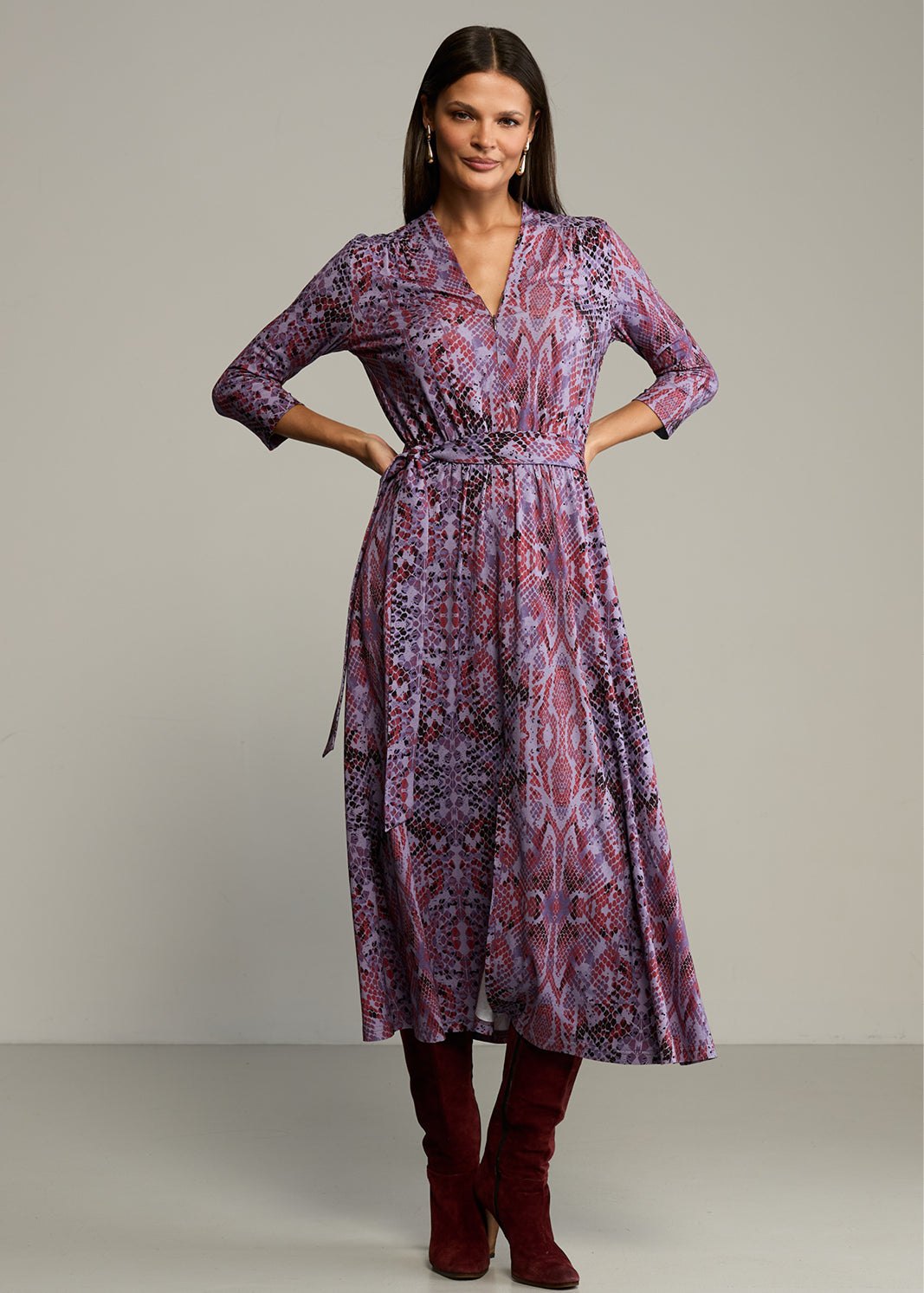 Sukienka LIBERTY DRESS print wąż fioletowy