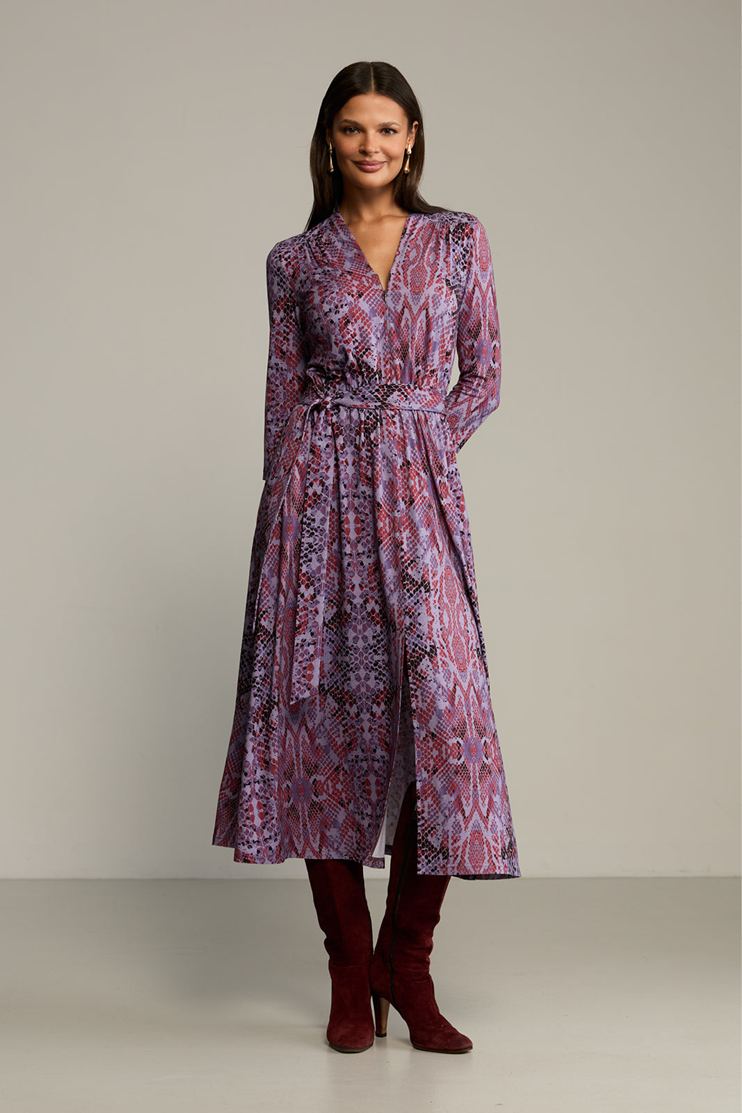 Sukienka LIBERTY DRESS print wąż fioletowy