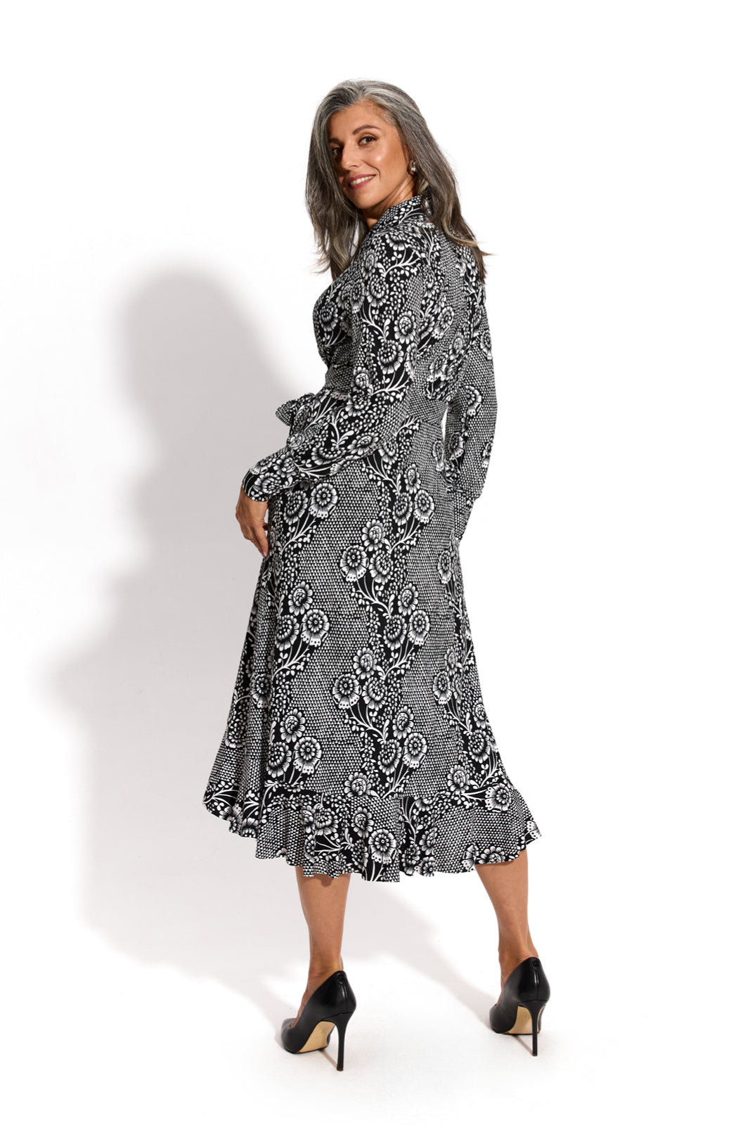 LIKE A LADY print koronkowa robota na czerni