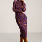 Dress SKINCITY TURTLENECK MAXI burgundy leopard print