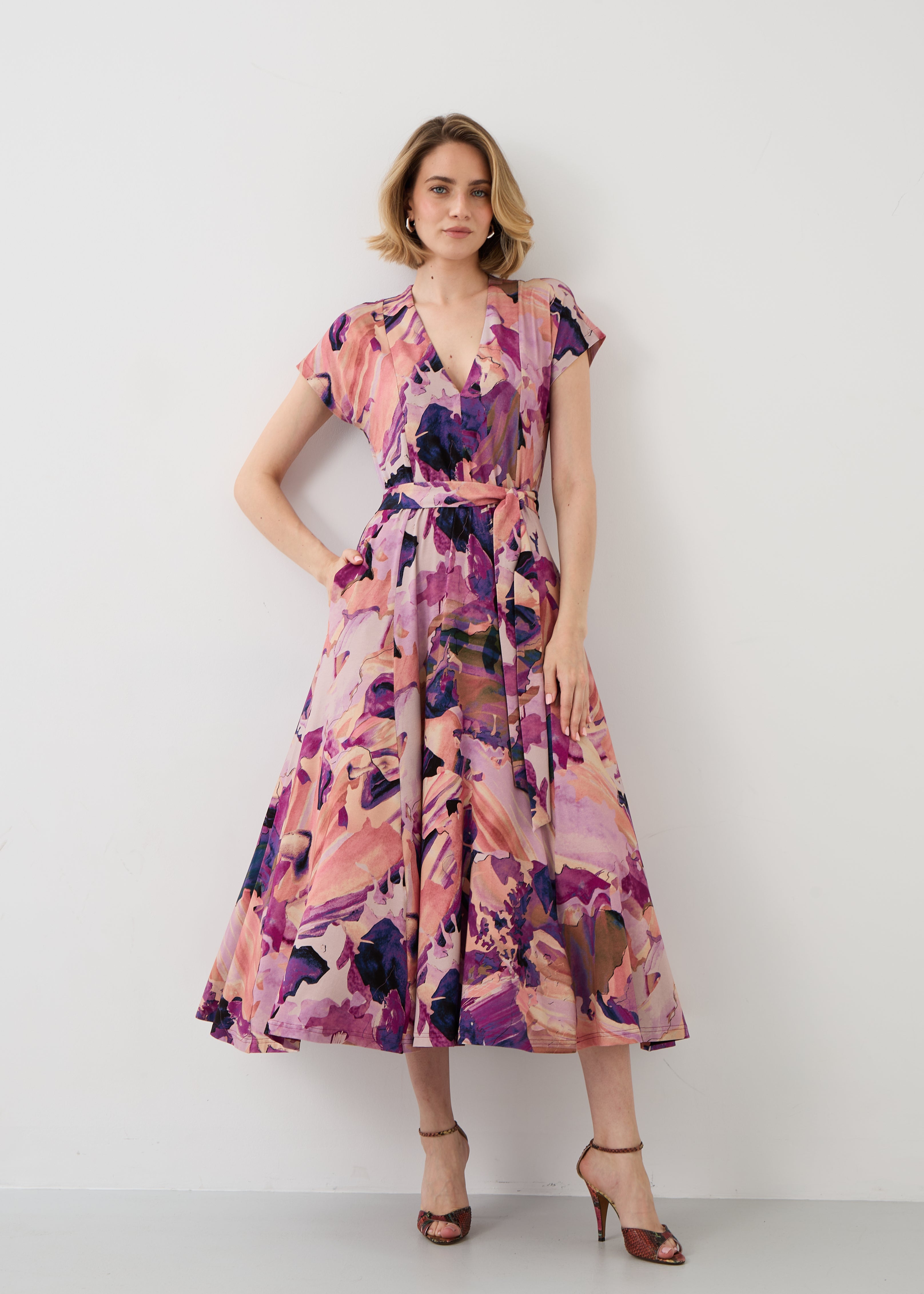 Sukienka TOSKANIA print Dreamworld pink & mauve