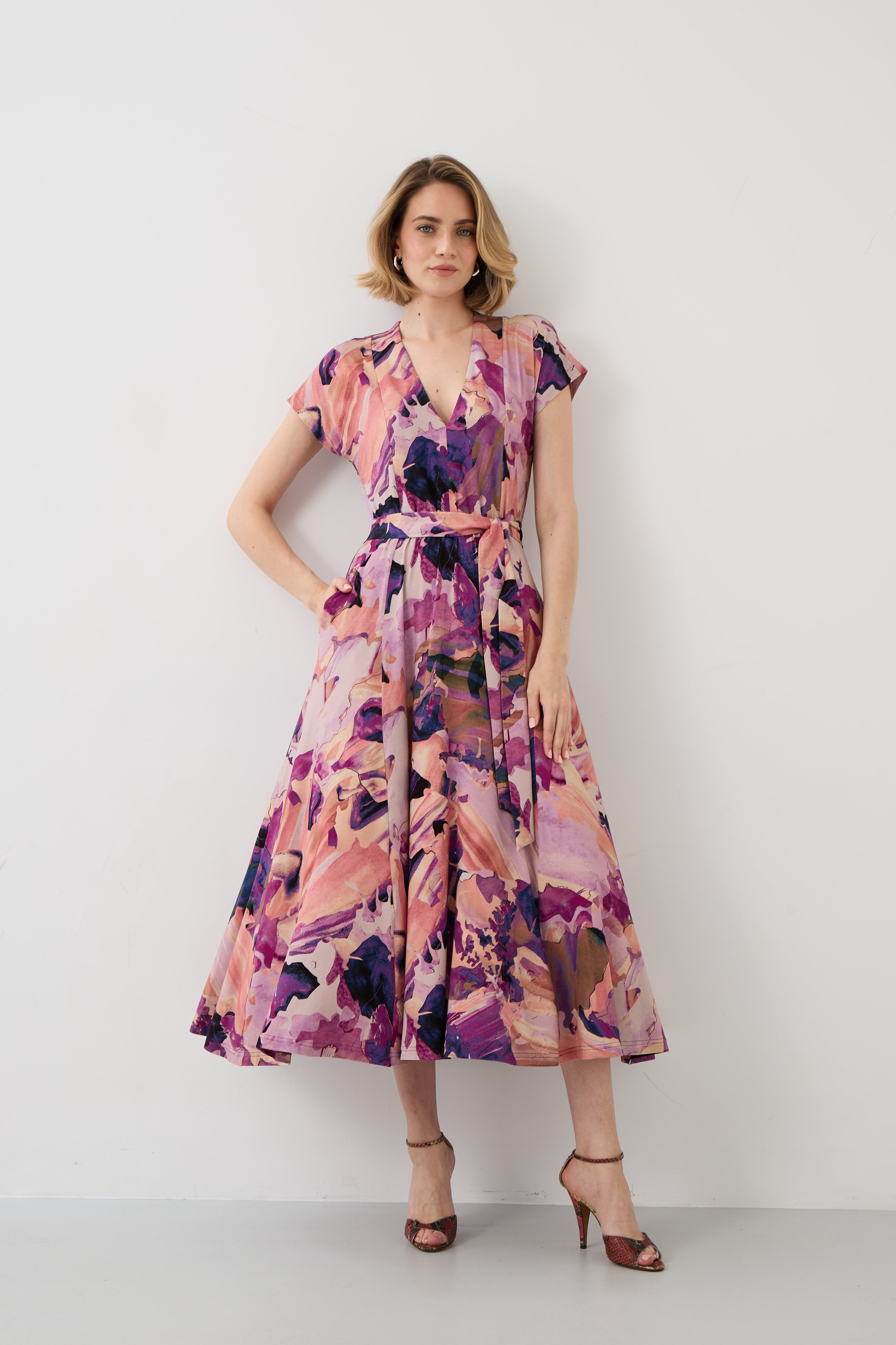 Sukienka TOSKANIA print Dreamworld pink & mauve