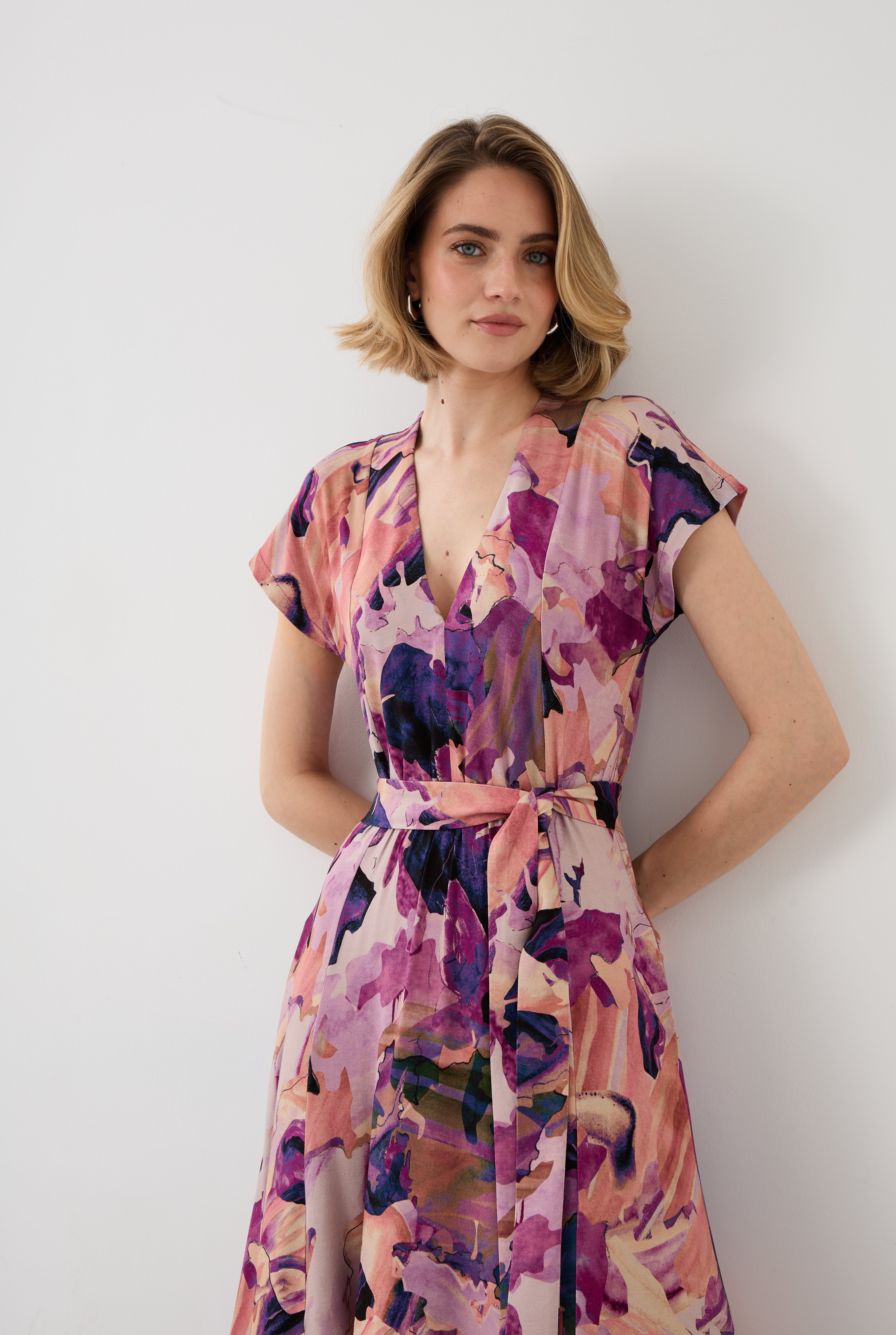 Sukienka TOSKANIA print Dreamworld pink & mauve