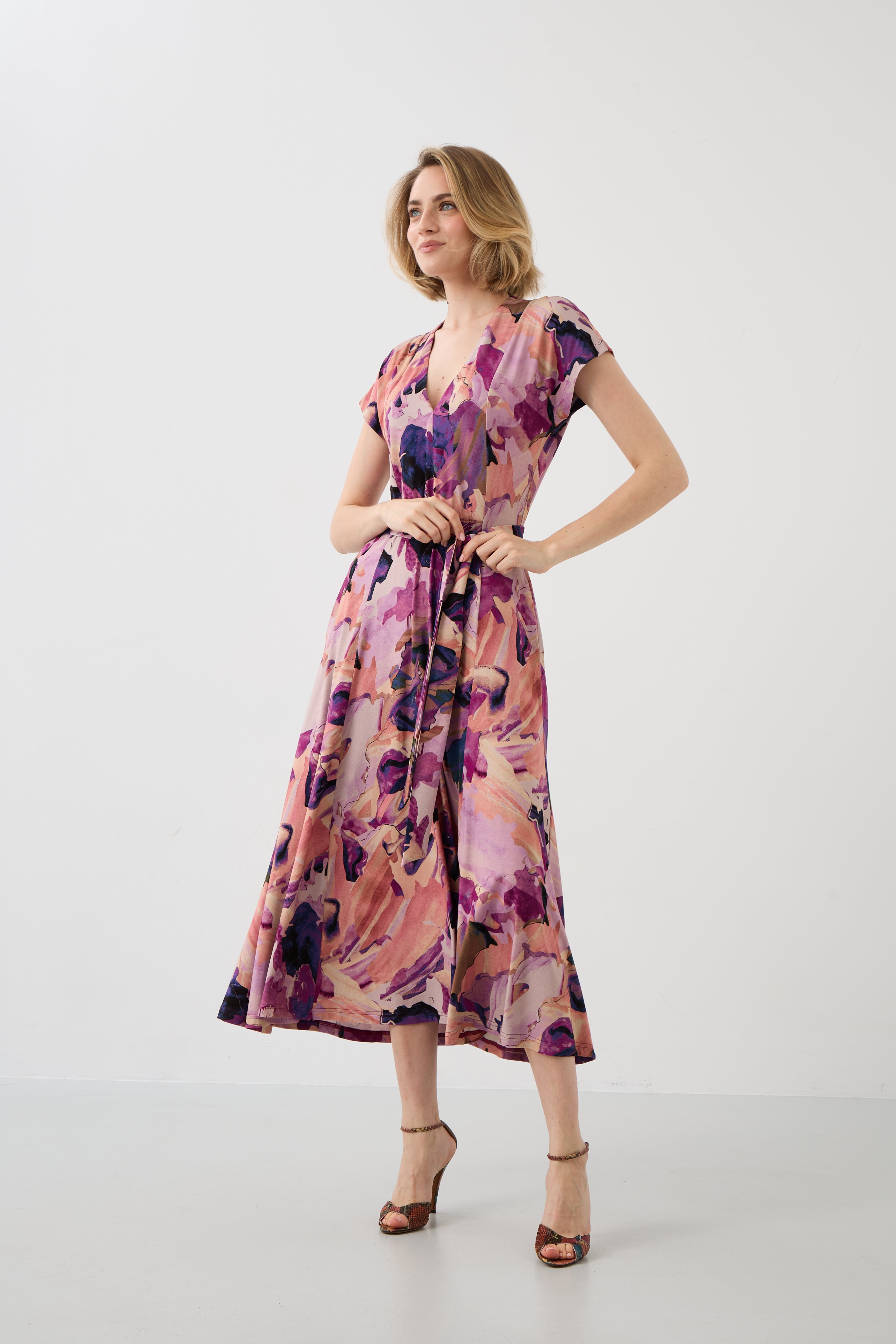Sukienka TOSKANIA print Dreamworld pink & mauve