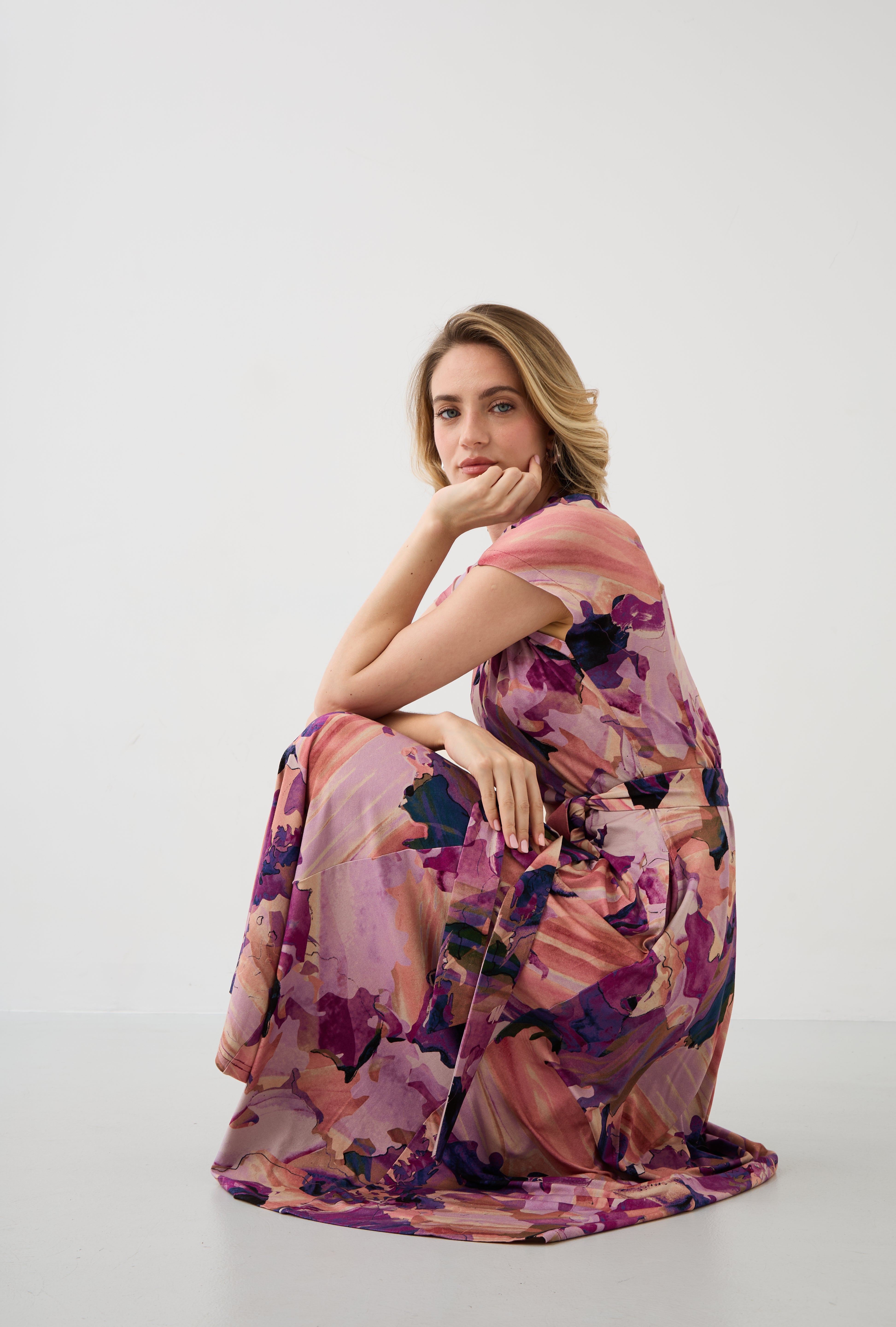 Sukienka TOSKANIA print Dreamworld pink & mauve