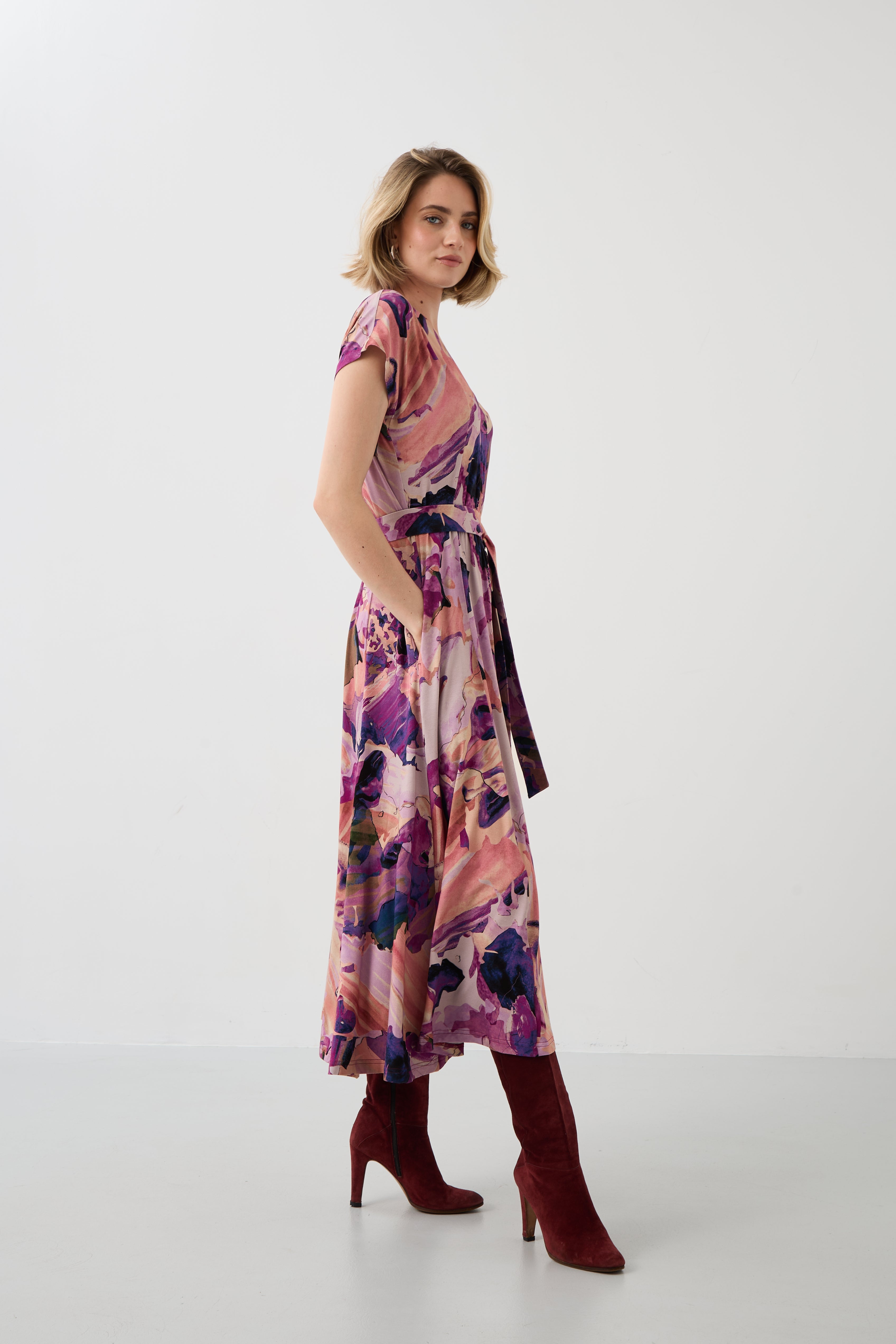 Sukienka TOSKANIA print Dreamworld pink & mauve