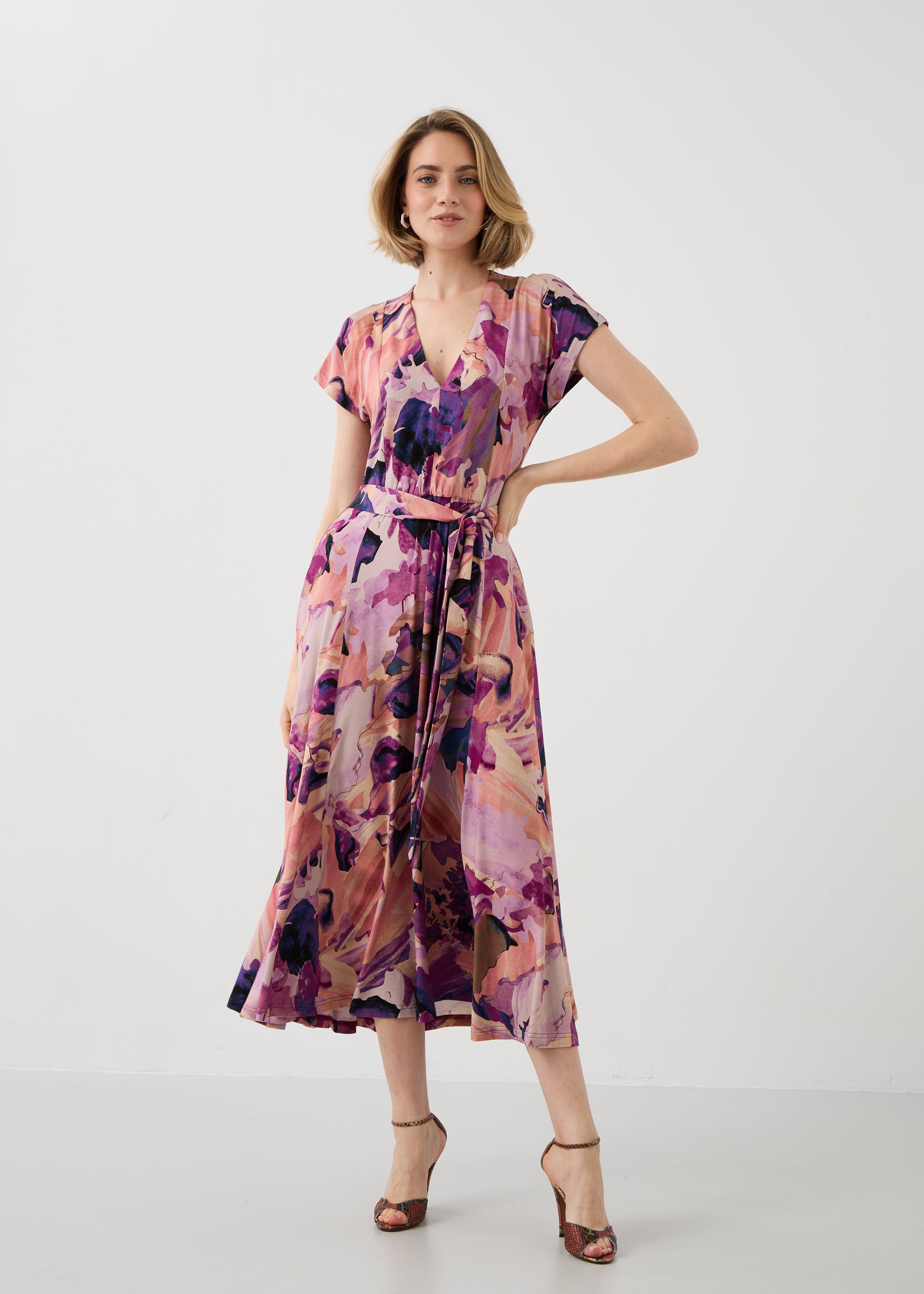 Sukienka TOSKANIA print Dreamworld pink & mauve