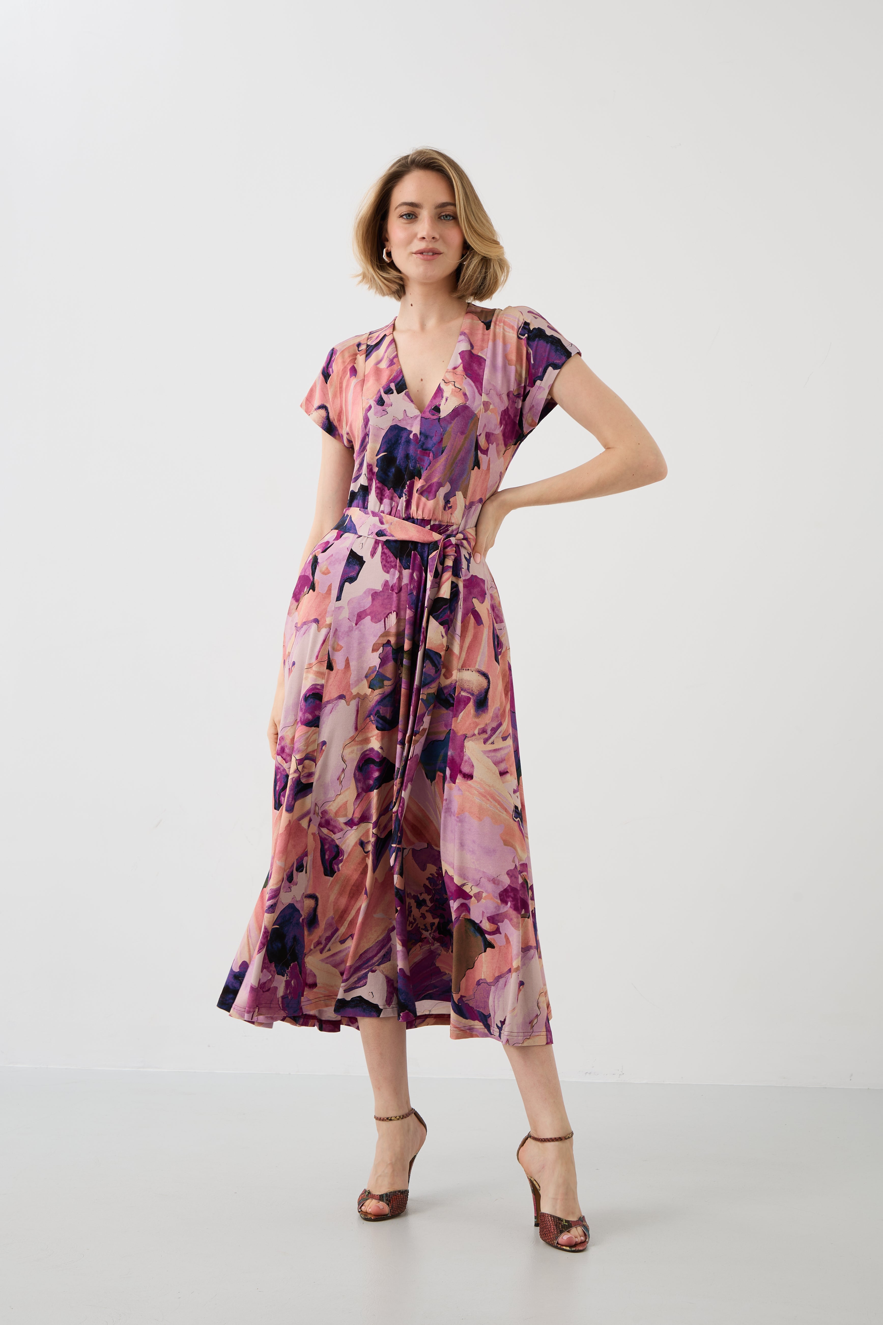 Sukienka TOSKANIA print Dreamworld pink & mauve