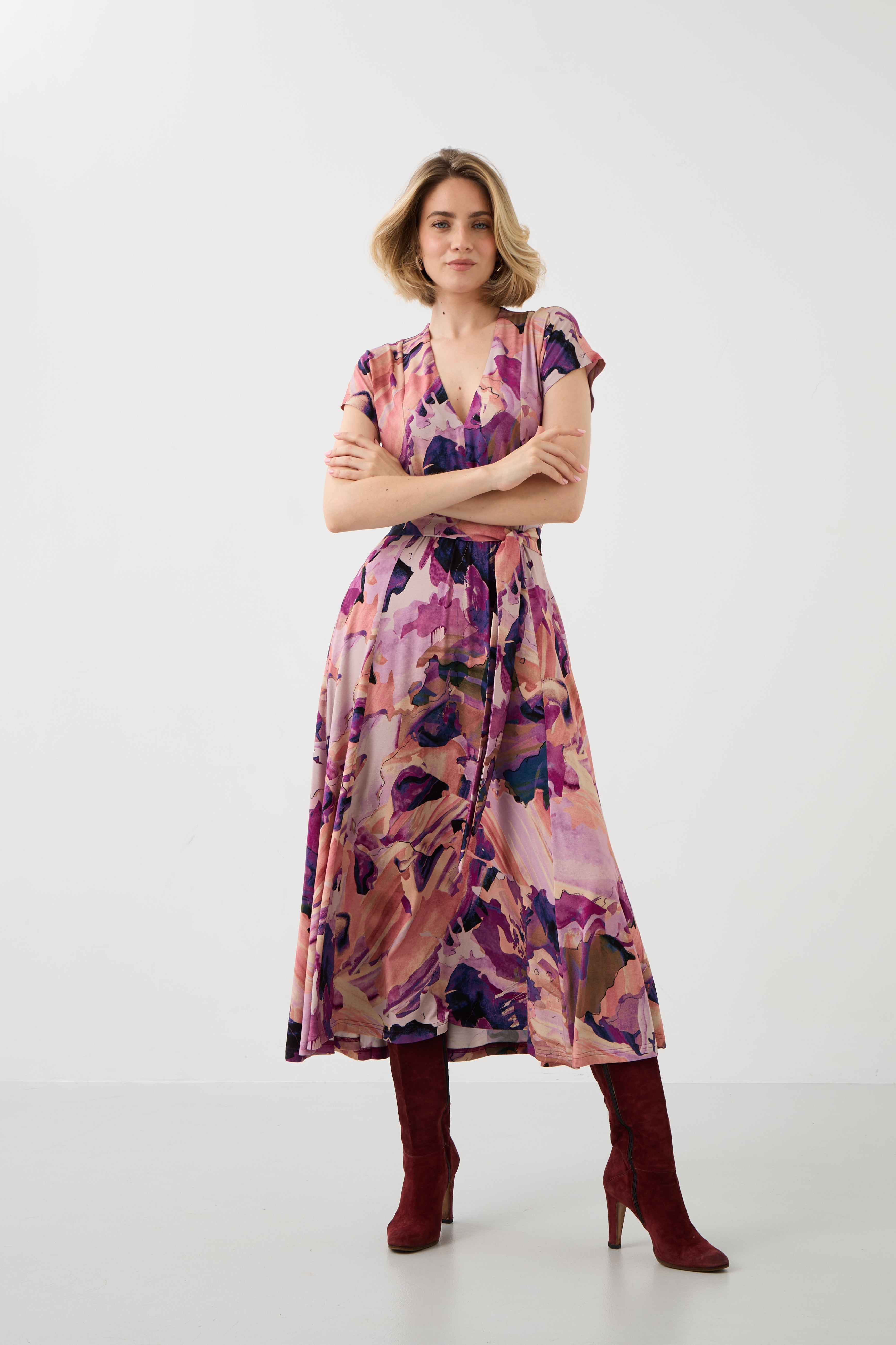 Sukienka TOSKANIA print Dreamworld pink & mauve